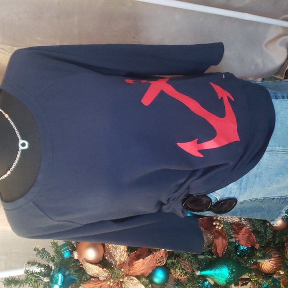 Tommy Hilfiger Tops - Tommy Hilfiger blue 3/4 sleeve red anchor shirt size medium